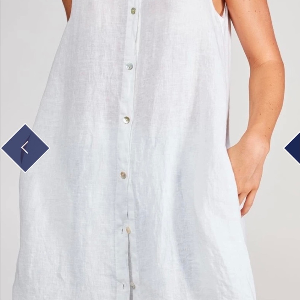 Baci Sleeveless Linen White Dress - Picture 4 of 4